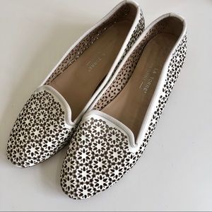 Alberto La Torre loafers white patent leather laser cut out floral 7.5 (38)